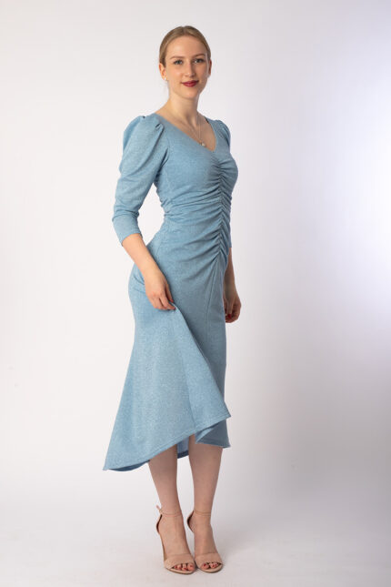 schwingendes Cocktailkleid ANGELINA in Farbe Aquamarin