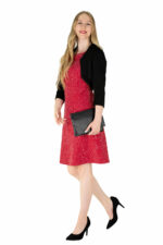 Kleid Audrey DottiesCherry mit Bolero Nele VeloursBlack und Leder-Clutch