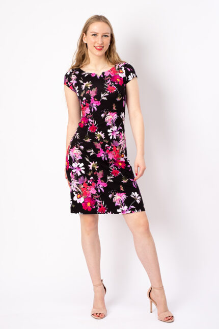 Sommerkleid Audrey Kurzarm, exklusiver print SpringFlowerBlack