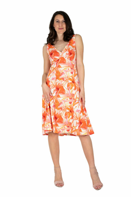 schwingendes Sommerkleid Sylvie in orange Druck